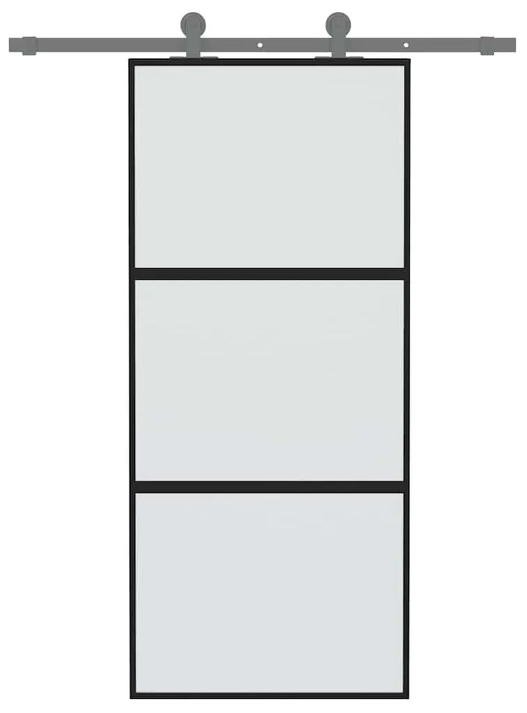 fekete edzett üveg és alumínium tolóajtó 90 x 205 cm