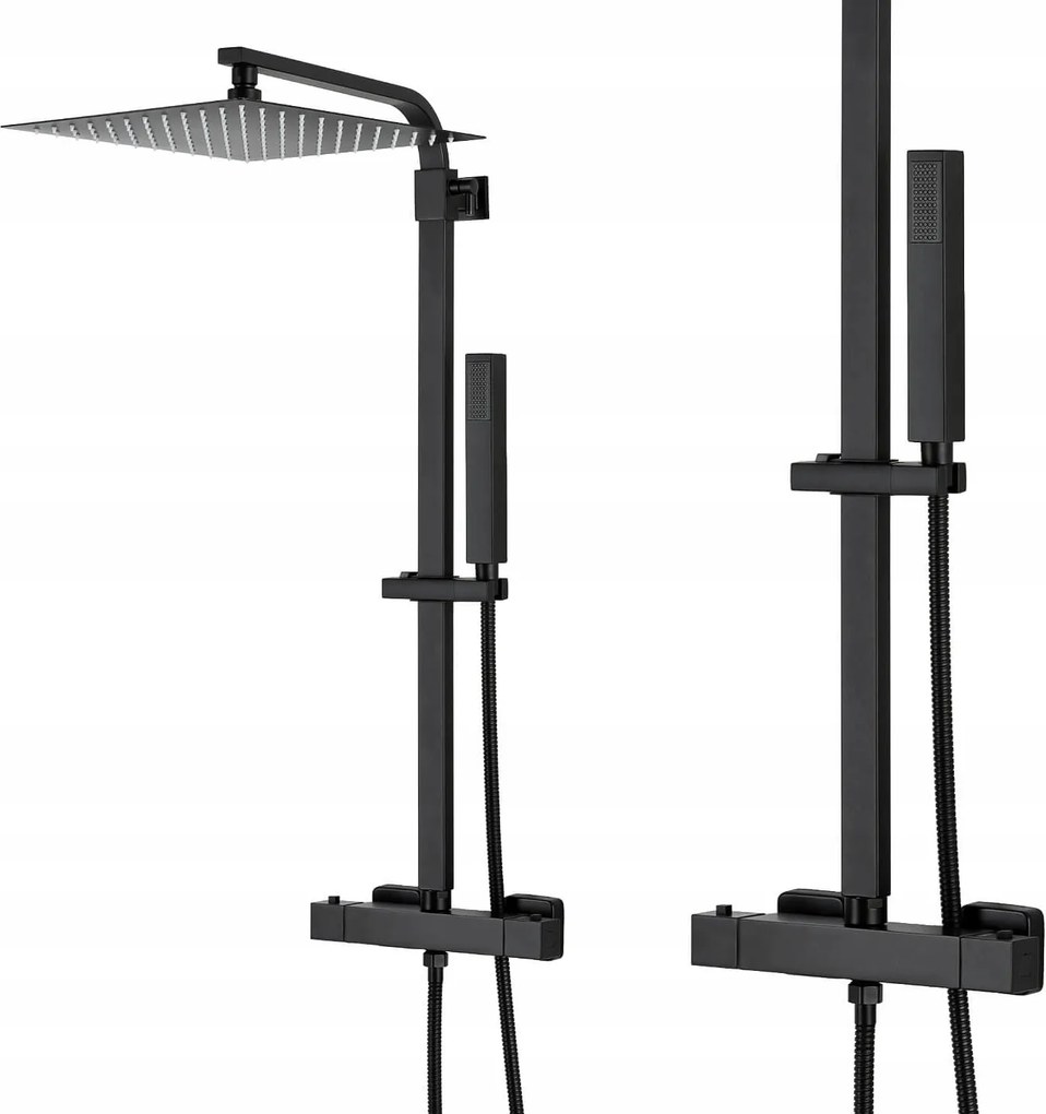 Fekete Zuhanyszett Zuhanyoszlop Termosztatikus Csaptelep