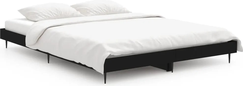 vidaXL fekete szerelt fa ágykeret 135 x 190 cm