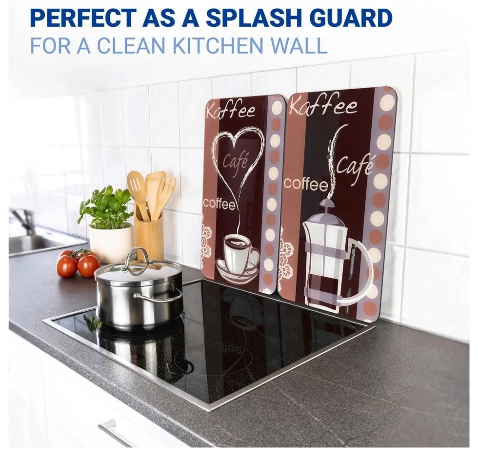 Edzett üveg tűzhely fedőlap szett 2 db-os 30x52 cm Coffee – Maximex