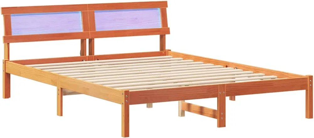 vidaXL Ágykeret fejtámlával Faggyú barna 150 x 200 cm Tömör fenyőfa
