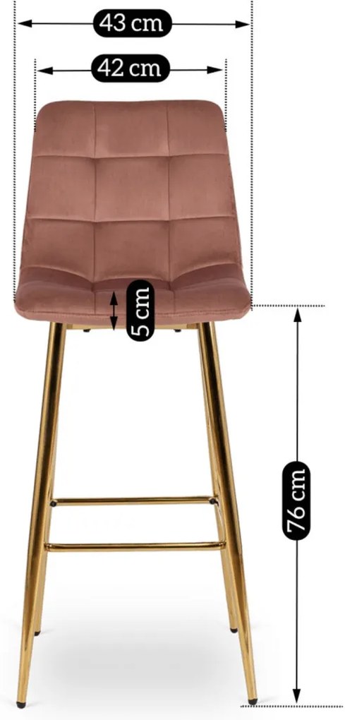 Rózsaszín Bársony Bárszék Aranyszínű Lábbal. ARIEL