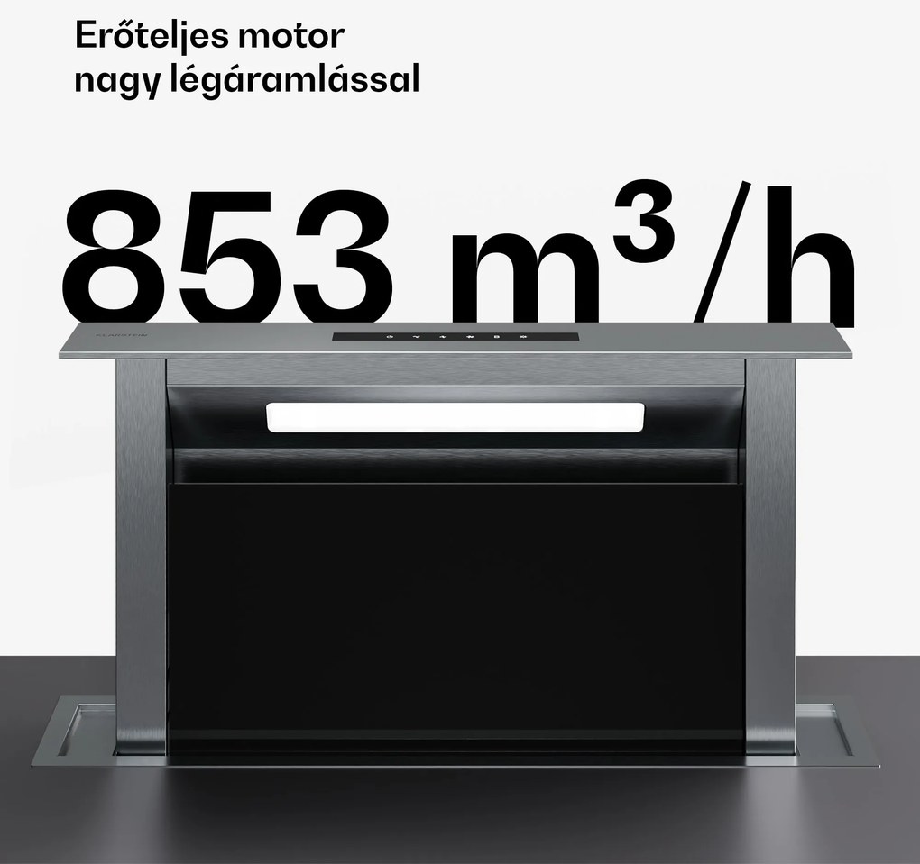 Klarstein Verosteel beépített páraelszívó | Minimalista, erőteljes | EEC A++ | 853,3 m³/h | 60 cm