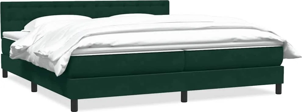 vidaXL sötétzöld bársony rugós ágy matraccal 180x220 cm