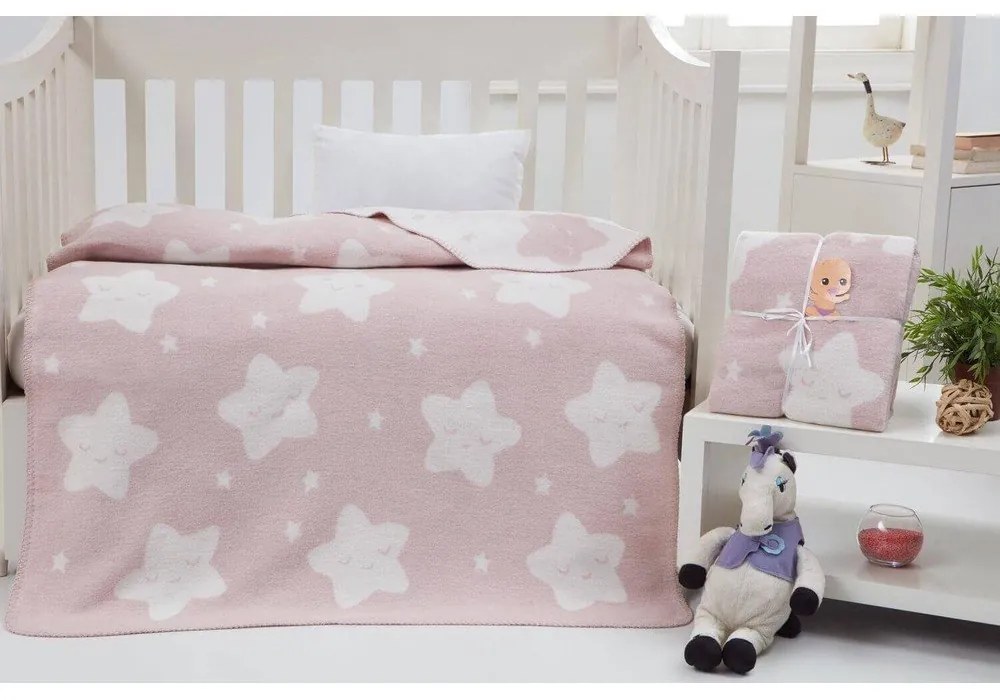Világos rózsaszín fleece gyerek takaró 100x120 cm Star – Mijolnir