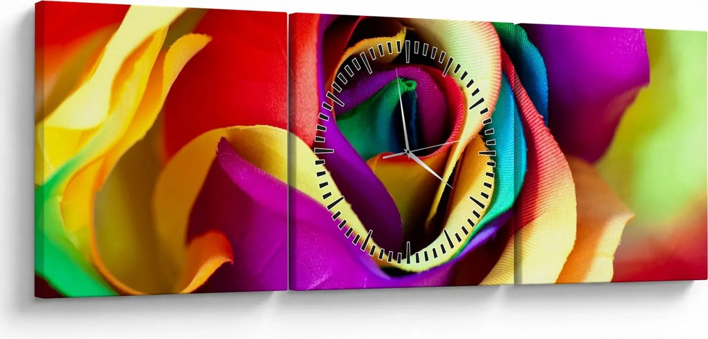Kép - Színes rózsa (órával) (90x30 cm)