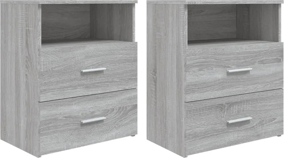 vidaXL 2 db szürke sonoma színű éjjeliszekrény 50x32x60 cm