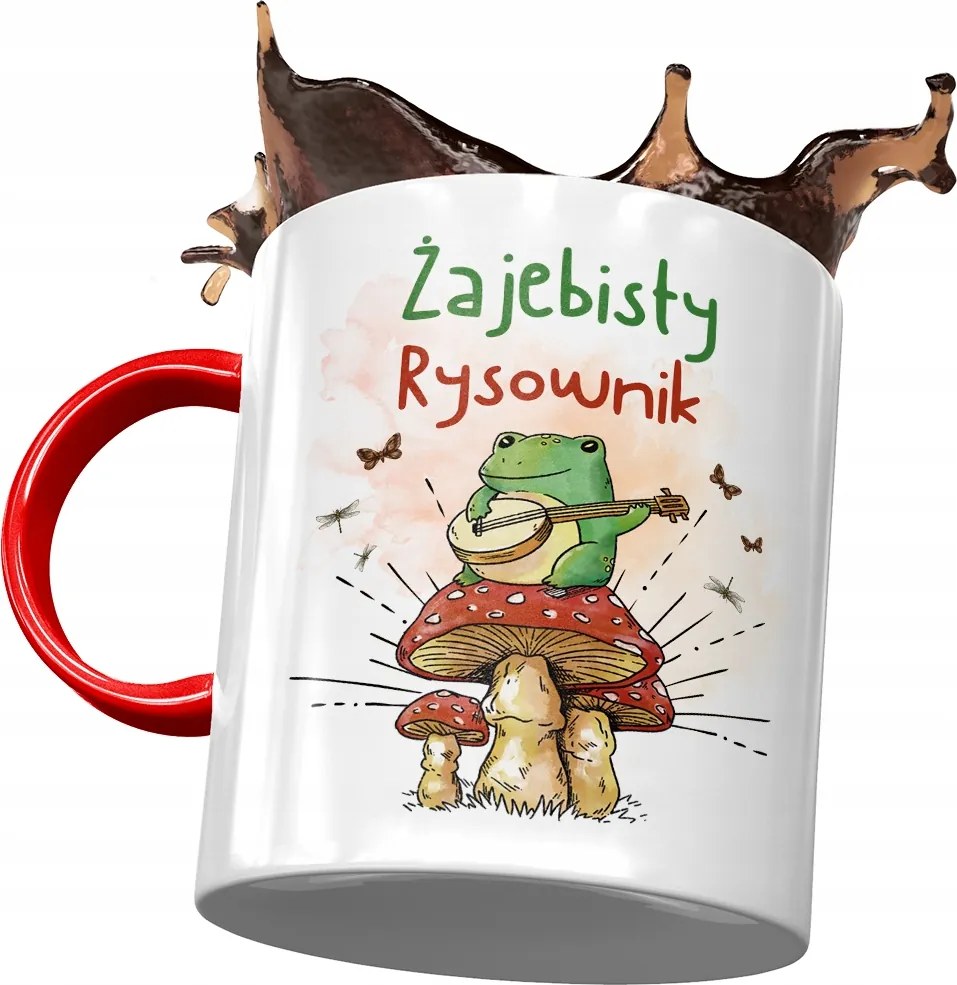 Piros Bögre Rajzolónak Békás Rajzoló Nyomtatott Fotóval