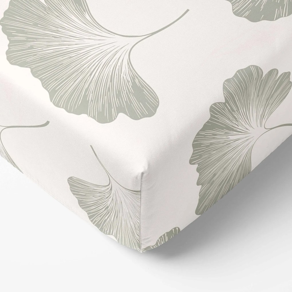 Goldea pamut gumis lepedő - minimalista ginkgolevelek 120 x 200 cm