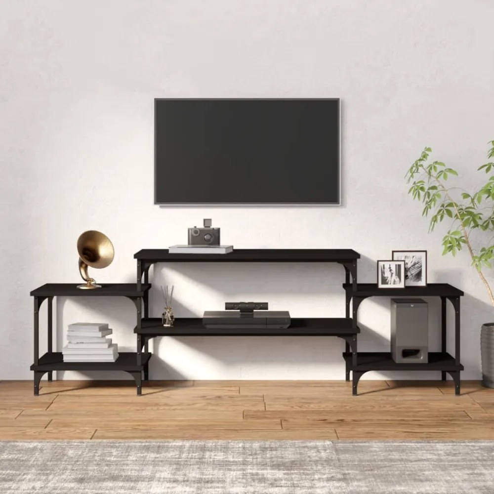 fekete szerelt fa TV-szekrény 157x35x52 cm