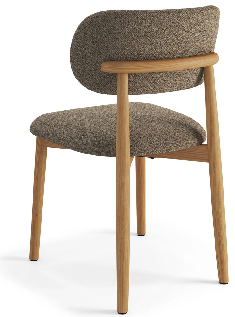 MAZZONI EXPORT ALMO Barna Taupe (Monza 40 szövet)/lakkozott tölgyfa váz - RETRO BOUCLÉ FA SZÉK NAPPALIBA ÉTKEZŐBE KONYHÁBA