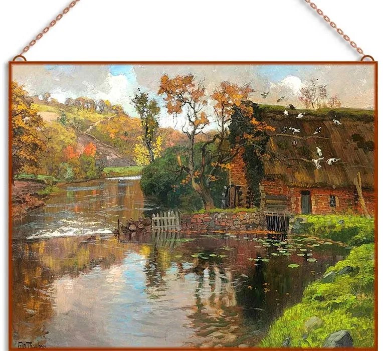 Frits Thaulow-Cottage by a Stream üvegkép, falikép