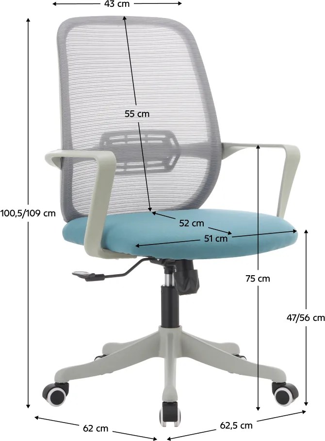 Irodai szék, szürke/kék, DERVIN