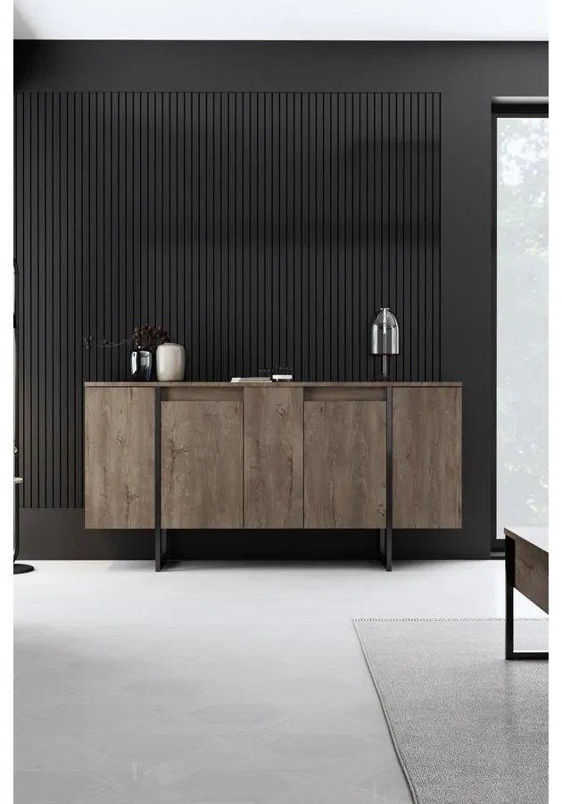 Konzolasztal Luxe - Walnut, Black