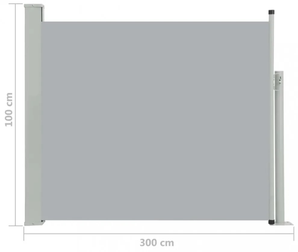 szürke kihúzható oldalsó teraszi napellenző 100 x 300 cm