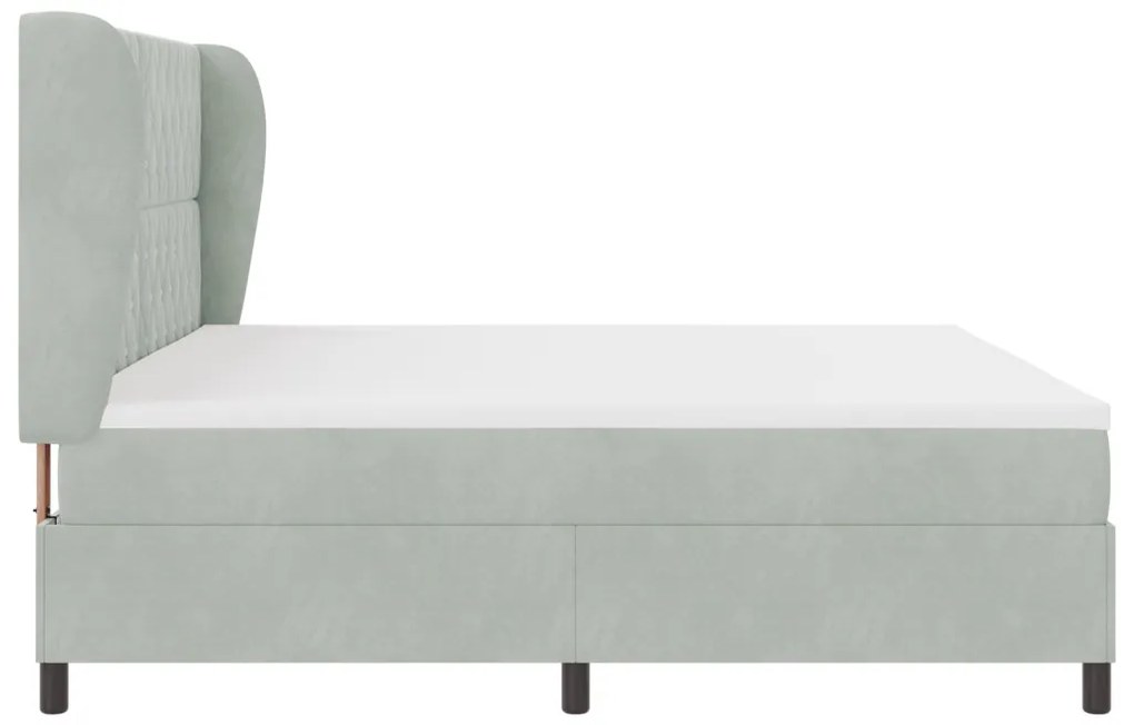 vidaXL Boxrugós ágy matracmal Világosszürke 200 x 200 cm Poliészter