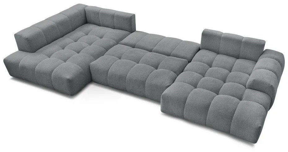 Sötétszürke zsenília kinyitható-tárolóhelyes sarokkanapé (bal oldali-U alakú) Everest – Bobochic Paris