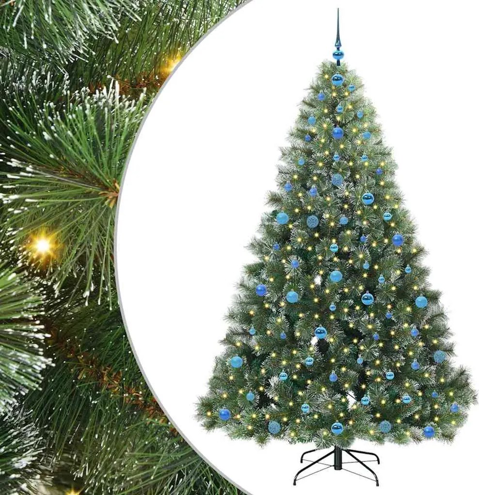 vidaXL Mű karácsonyfa 300 LED-del állvánnyal Zöld 210 cm PE és PVC