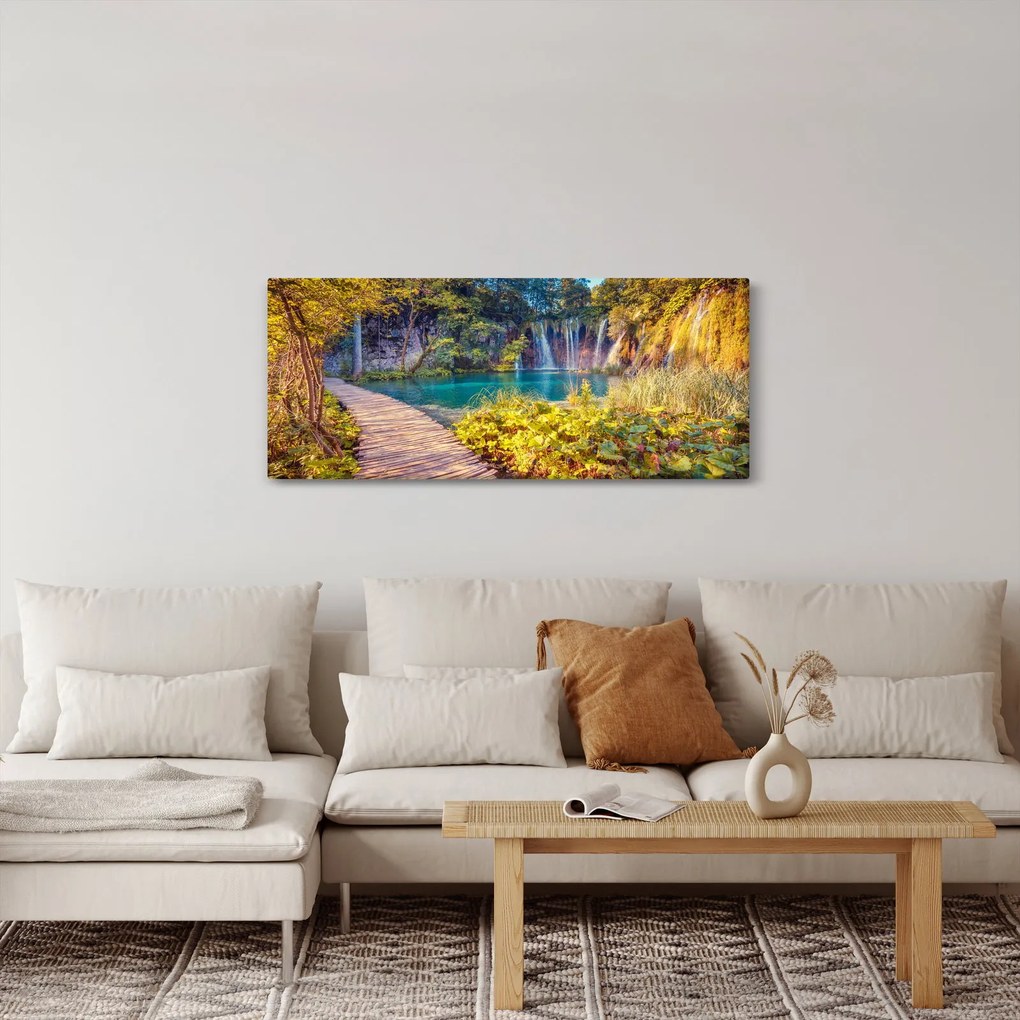 Kép - Plitvicei-tavak, Horvátország (120x50 cm)