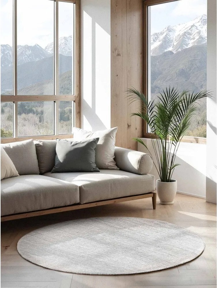 Világosszürke kétoldalas-kézi szövésű juta kerek szőnyeg ø 160 cm Bouclé Jaipur – Hanse Home