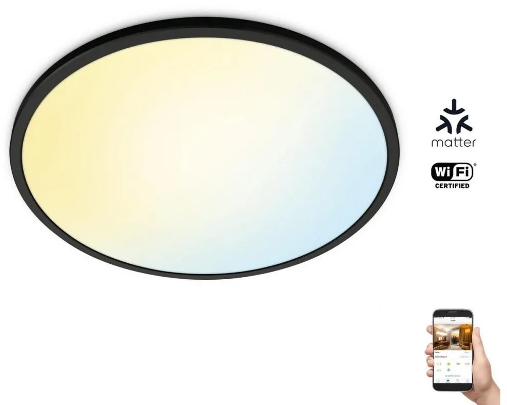 WiZ - LED Dimmelhető mennyezeti lámpa SUPERSLIM LED/22W/230V fekete Wi-Fi