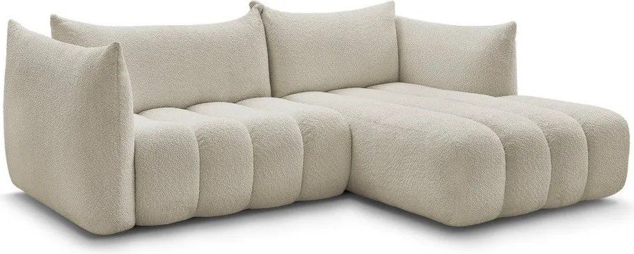 Bézs buklé sarokkanapé (jobb oldali-heverő résszel) Azra – Bobochic Paris