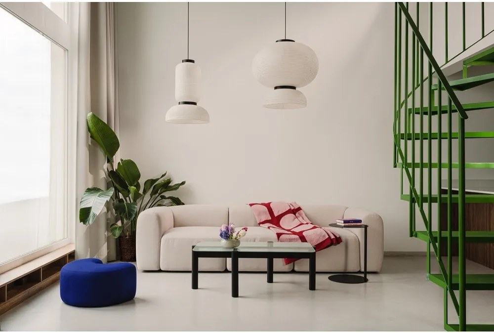 Fekete dohányzóasztal üveg asztallappal 55x105 cm Kob – noo.ma