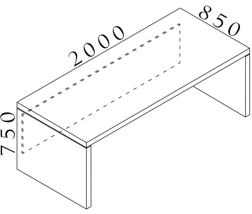 Lineart asztal 200 x 85 cm, sötét szilfa