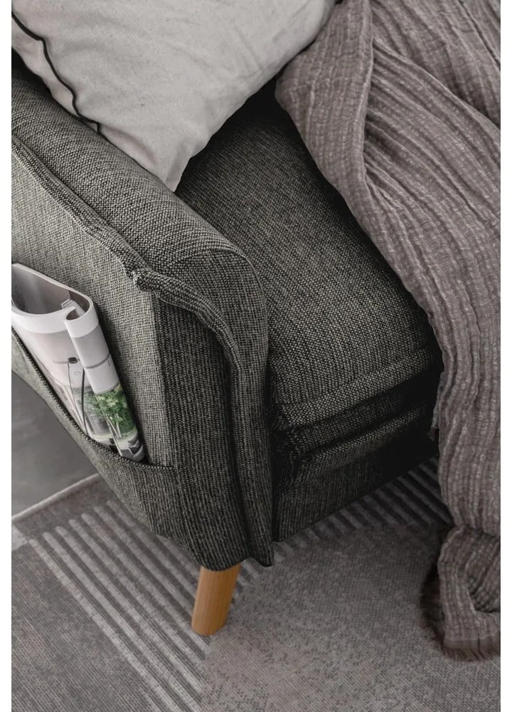 Sötétszürke kinyitható sarokkanapé (bal oldali) Charming Charlie – Miuform