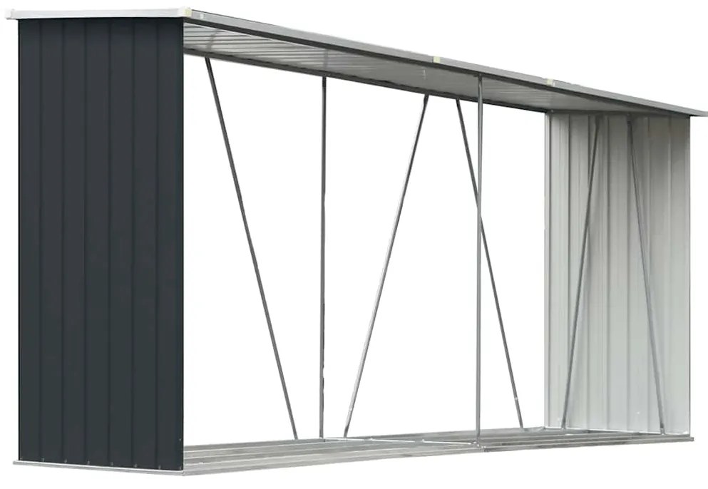 vidaXL antracit horganyzott acél kerti tűzifatároló 330 x 84 x 152 cm