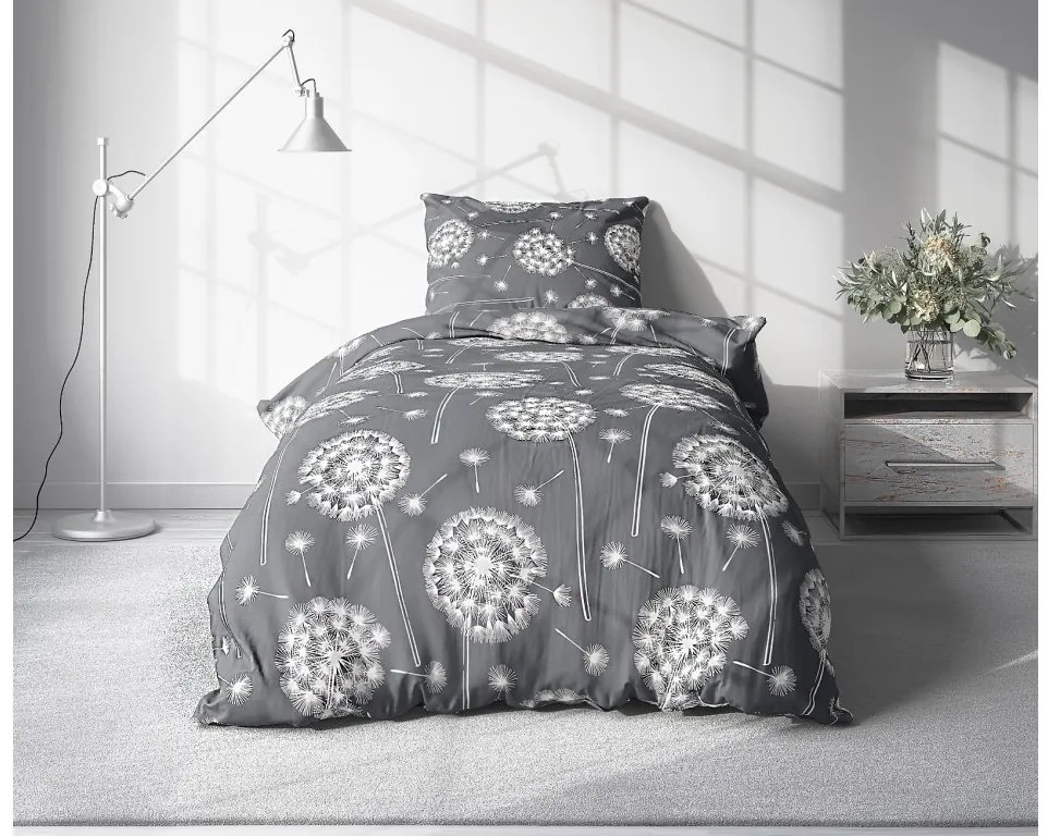 Krepp ágynemű DANDELION BLEND szürke hotelzsebbel Ágyneműhuzat mérete: 70 x 90 cm | 140 x 200 cm