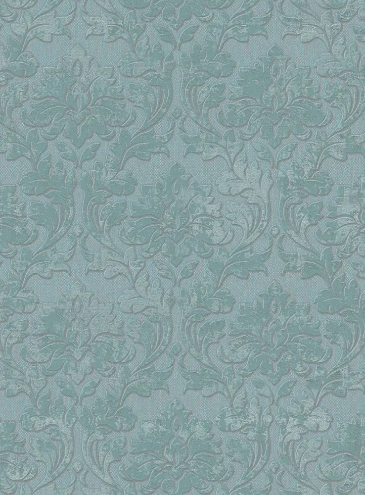 Elegáns türkiz barokk mintás tapéta (10070-18)
