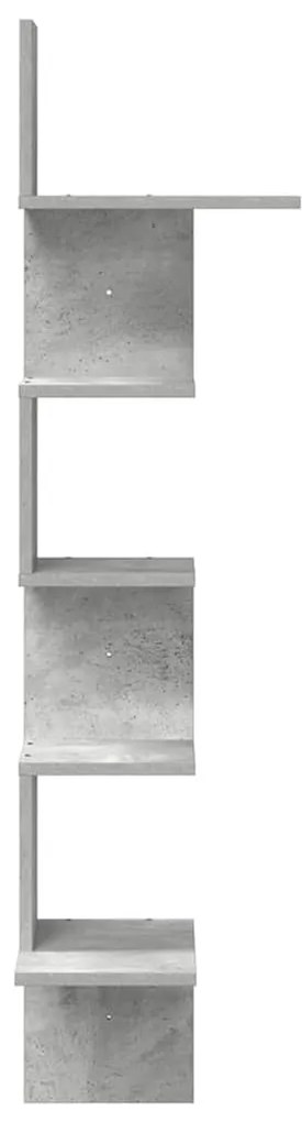betonszürke forgácslap fali sarokpolc 32x32x127,5 cm
