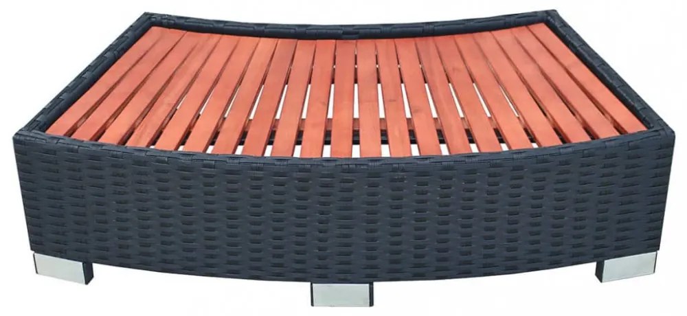 Polyrattan, fekete Spa fellépő 92x45x25 cm