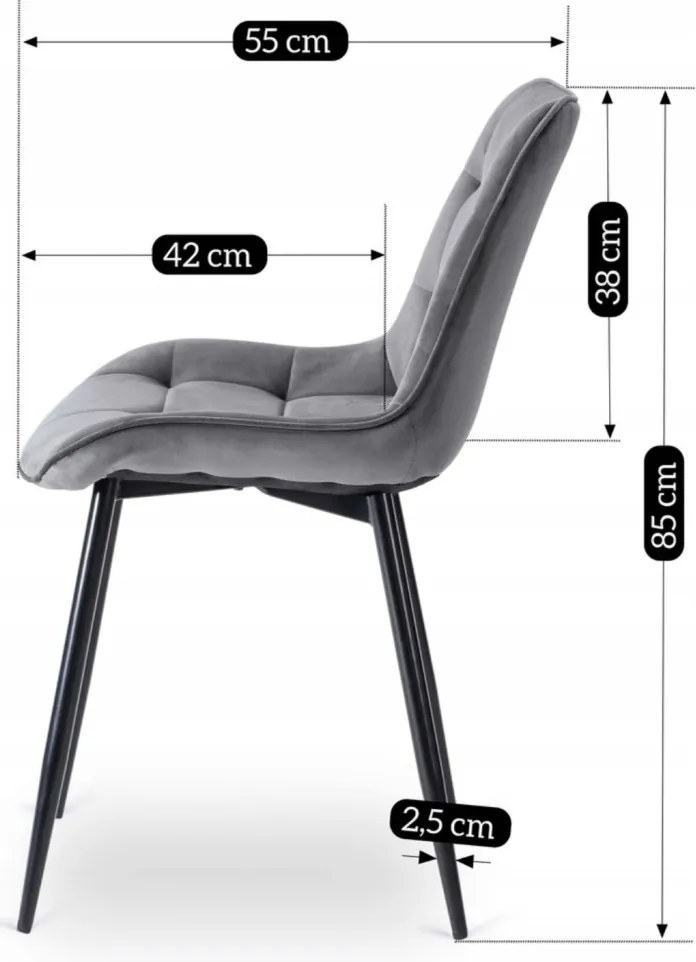 Szürke Bársony Étkezőszék. CHRIS