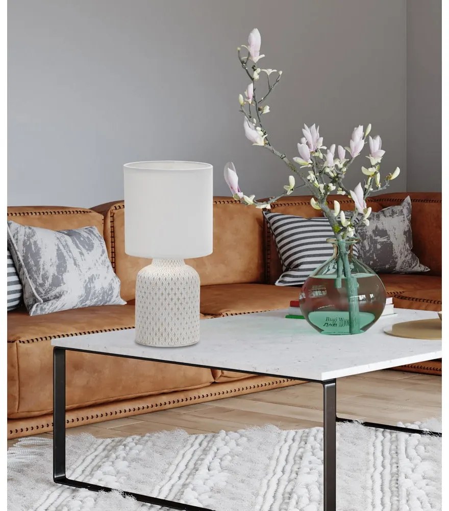 Krémszínű asztali lámpa textil búrával (magasság 32 cm) Iner – Candellux Lighting