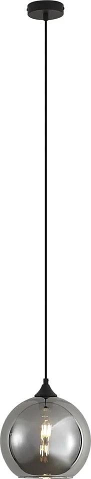 Art Deco függőlámpa fekete füstüveggel - Wallace