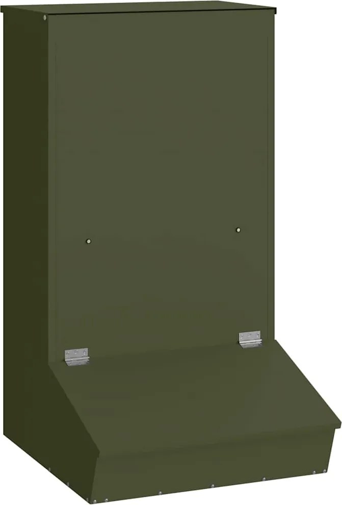 vidaXL Disznó Etető Olajzöld 55 x 51 x 91,5 cm Hidegen Hengerelt Acél
