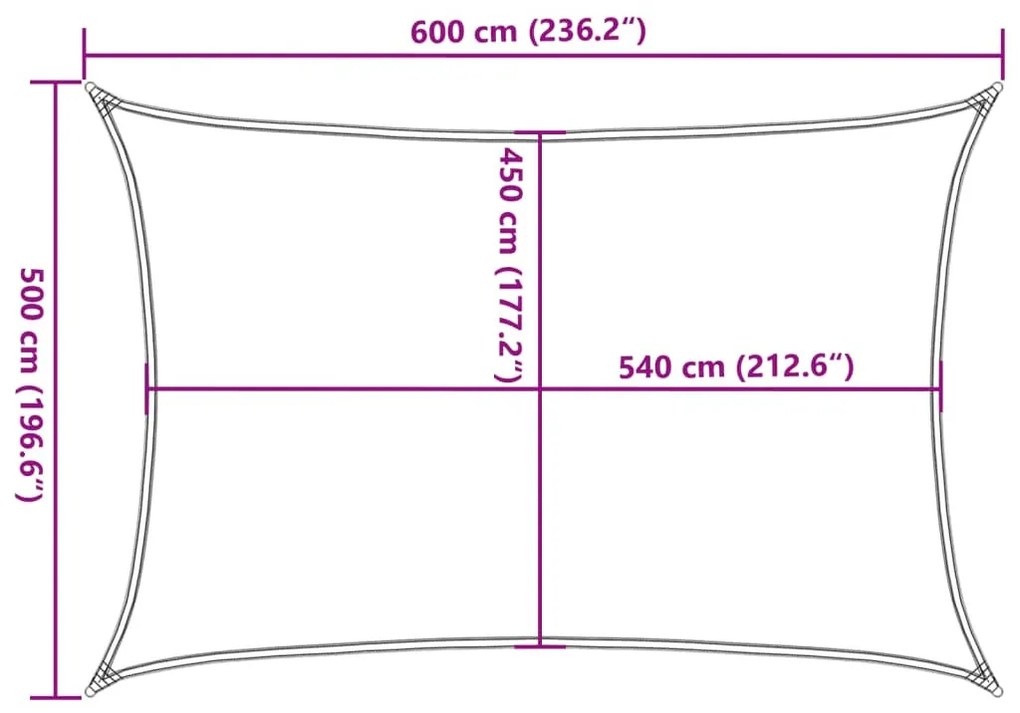 antracitszürke HDPE napvitorla 160 g/m² 5 x 6 m
