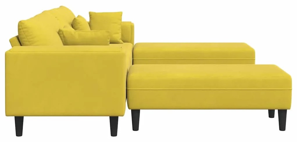 Bársony Kanapé párnával 3 pcs Sárga 208 cm Bársony