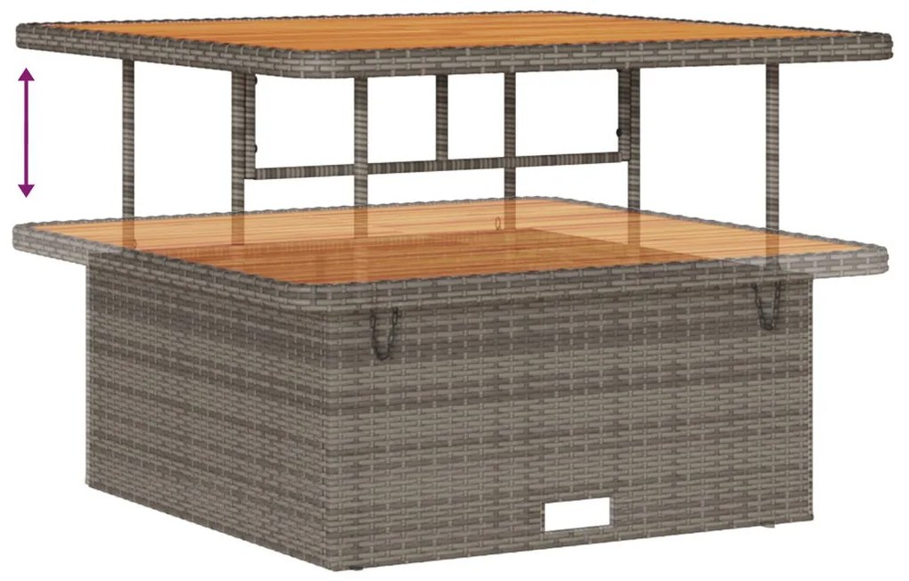 11 Részes Kertibútor Szett Párnákkal Szürke Poli Rattan Akácfenyő, 2-Fős Kertibútor Tárolóval és Párnákkal Szürke Poli Rattan, 3 Részes Kert Étkező Szett Párnákkal Szürke Poli Rattan Akácfenyő