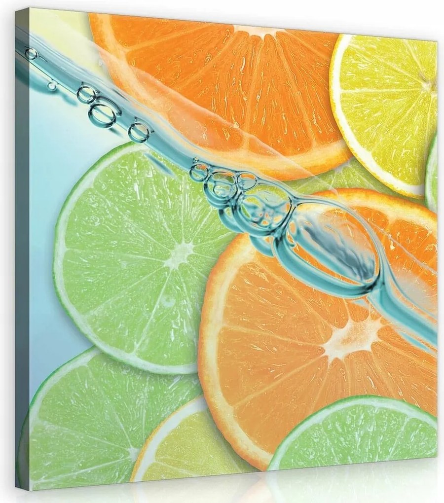 Vászonkép 80x80 Frissesség citrus narancs lime citrom víz nyár vitaminok
