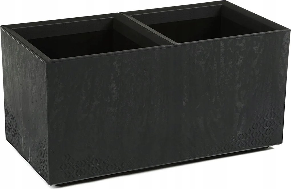Nagy virágtartó Virágtartó Beton utánzat Fekete téglalap alakú h39x78 cm