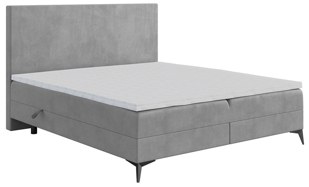 Franciaágy Boxspring 160 cm Ricky (szürke) (matraccal és tárolóhellyel). Akció -16%. 1043439