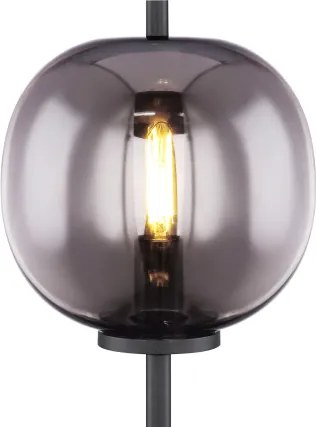 Globo 15345T Asztali lámpa fekete fém, füstszínű üveg búrával. Ø:185, H:450, exkl. 1xE14 40W 230V