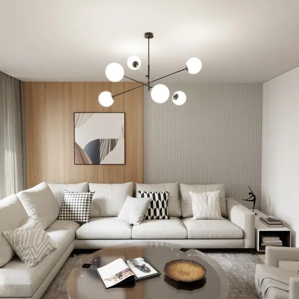 Csillár rúdon LINEAR 6xE14/10W/230V fekete/fehér