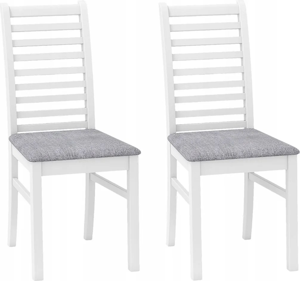 Étkezőszék KC58817WH műbőr kárpitozással, 2 darab, fehér/szürke