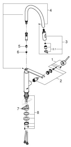GROHE 31491DC0 - CONCETTO DN 15 mosogató csaptelep, nemesacél