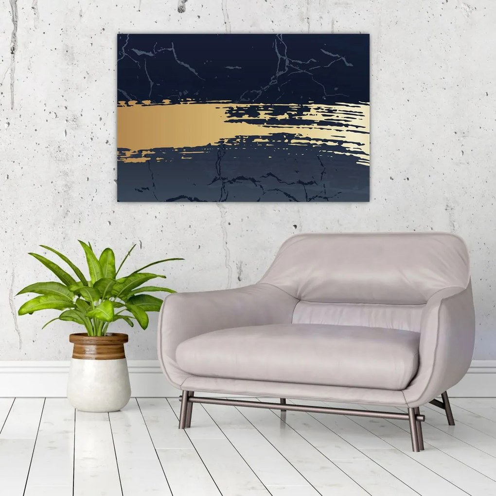 Kép - Kék és arany absztrakció N⁰2 (90x60 cm)