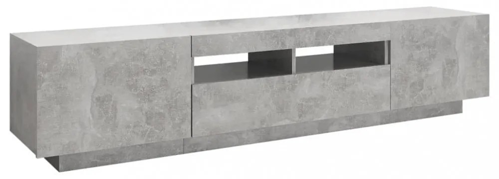betonszürke TV-szekrény LED-lámpákkal 180 x 35 x 40 cm
